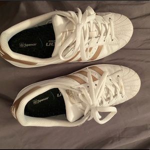Adidas Womens size 7.5 w/rose gold trim sneakers